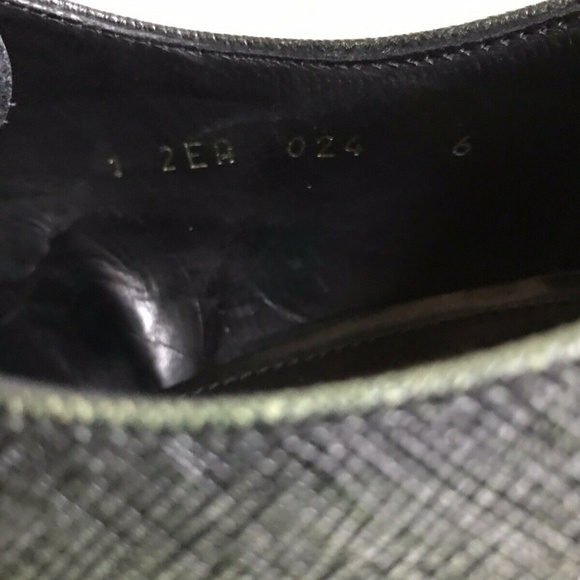 PRADA Olive Grained Leather Oxford Shoes Mens 6/ W main image 4